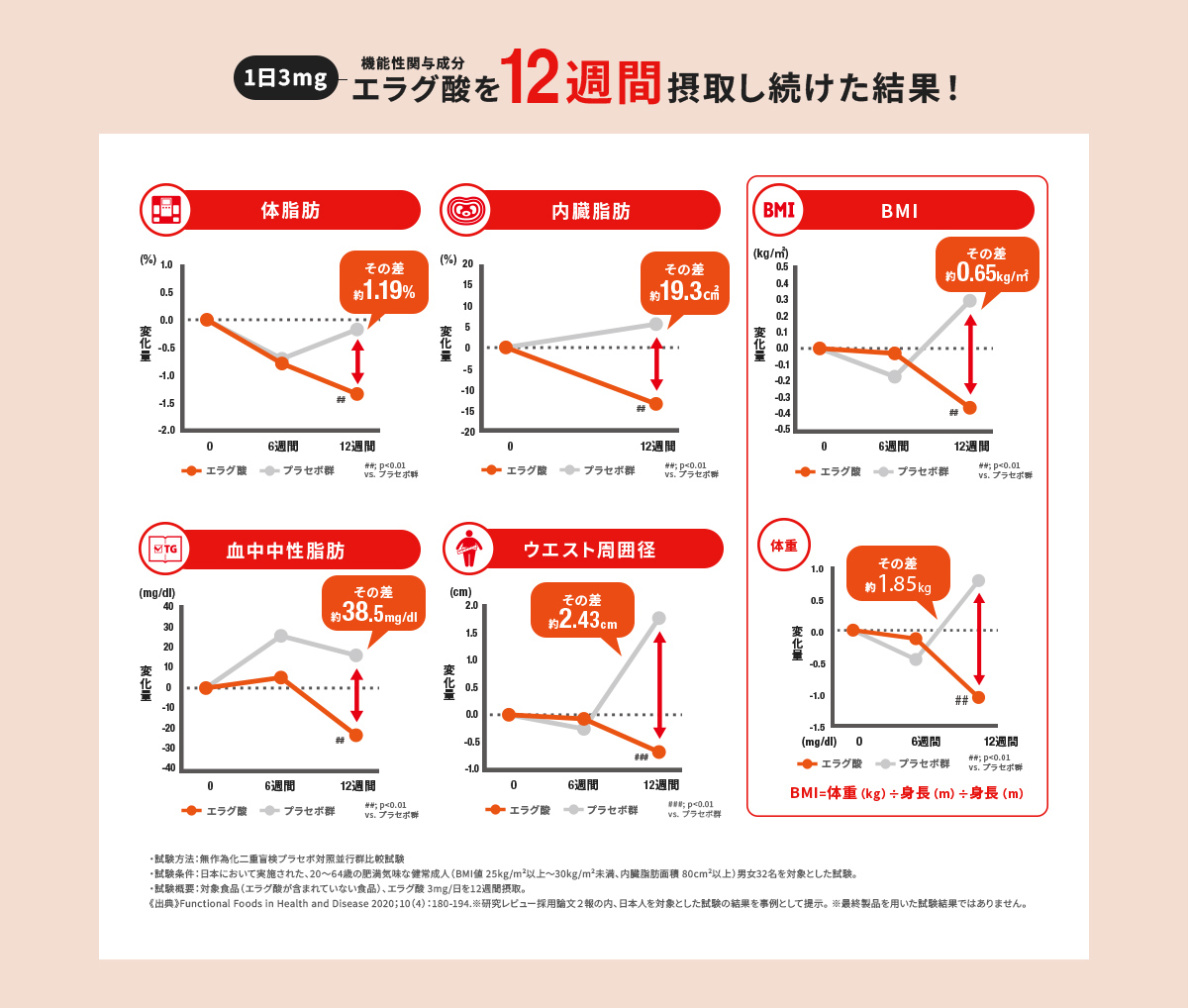 エラグ酸を12週間摂取し続けた結果!