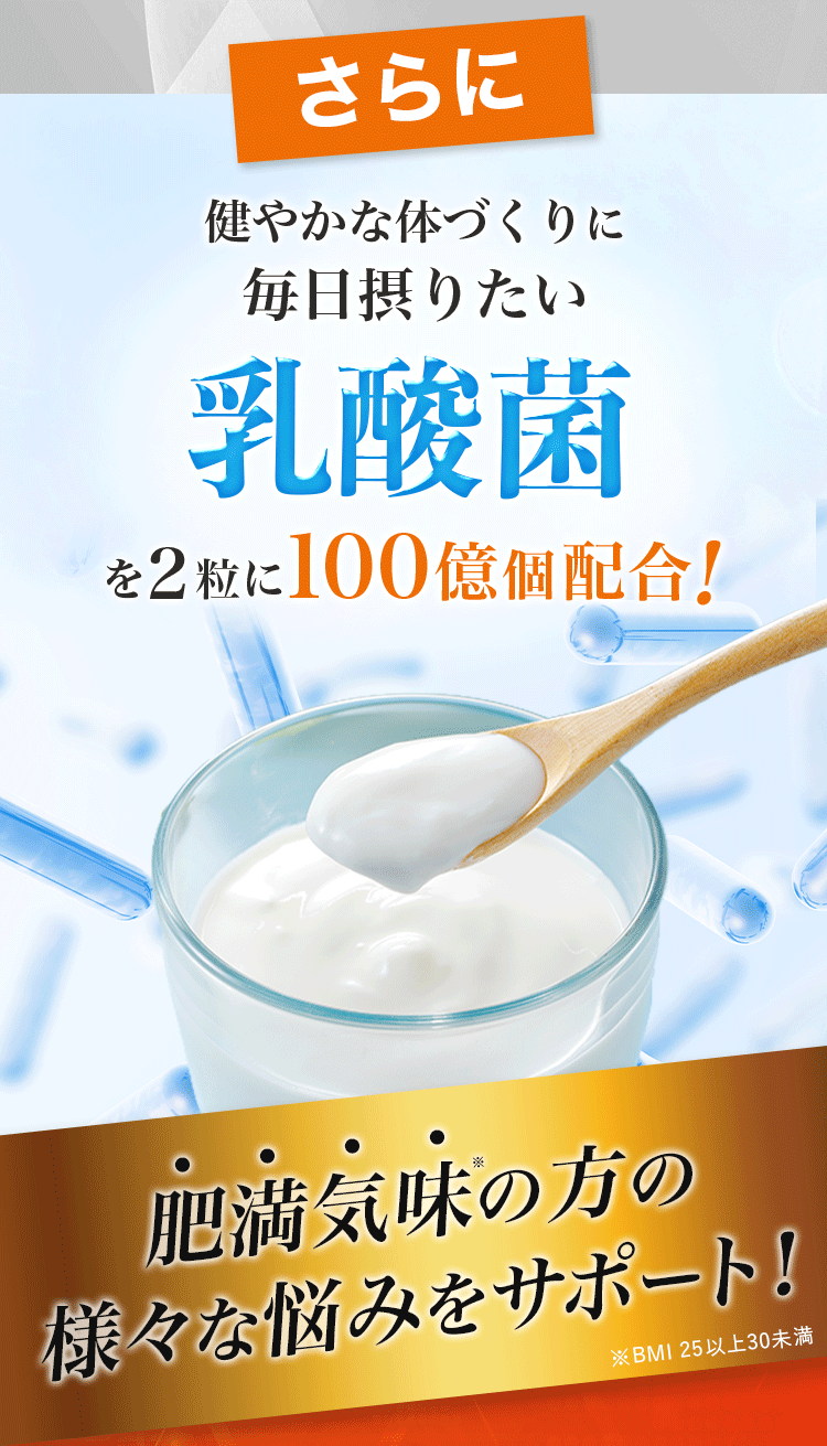 乳酸菌を2粒に100億個配合